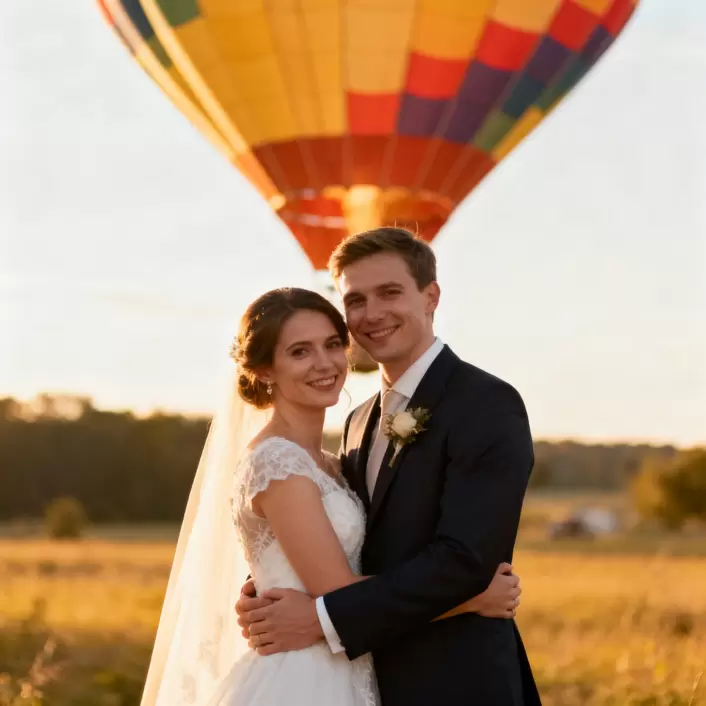 свадебная фотосессия на воздушном шаре